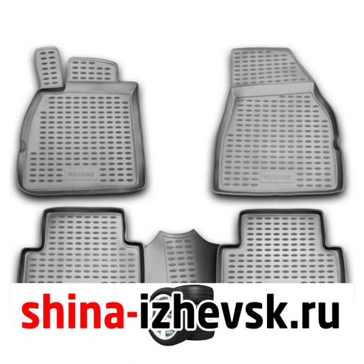 Коврик Autofamily коврик в салон полиуретановый серый для RENAULT Megane II 2002-2009, 4 шт. , серый) в Ижевске